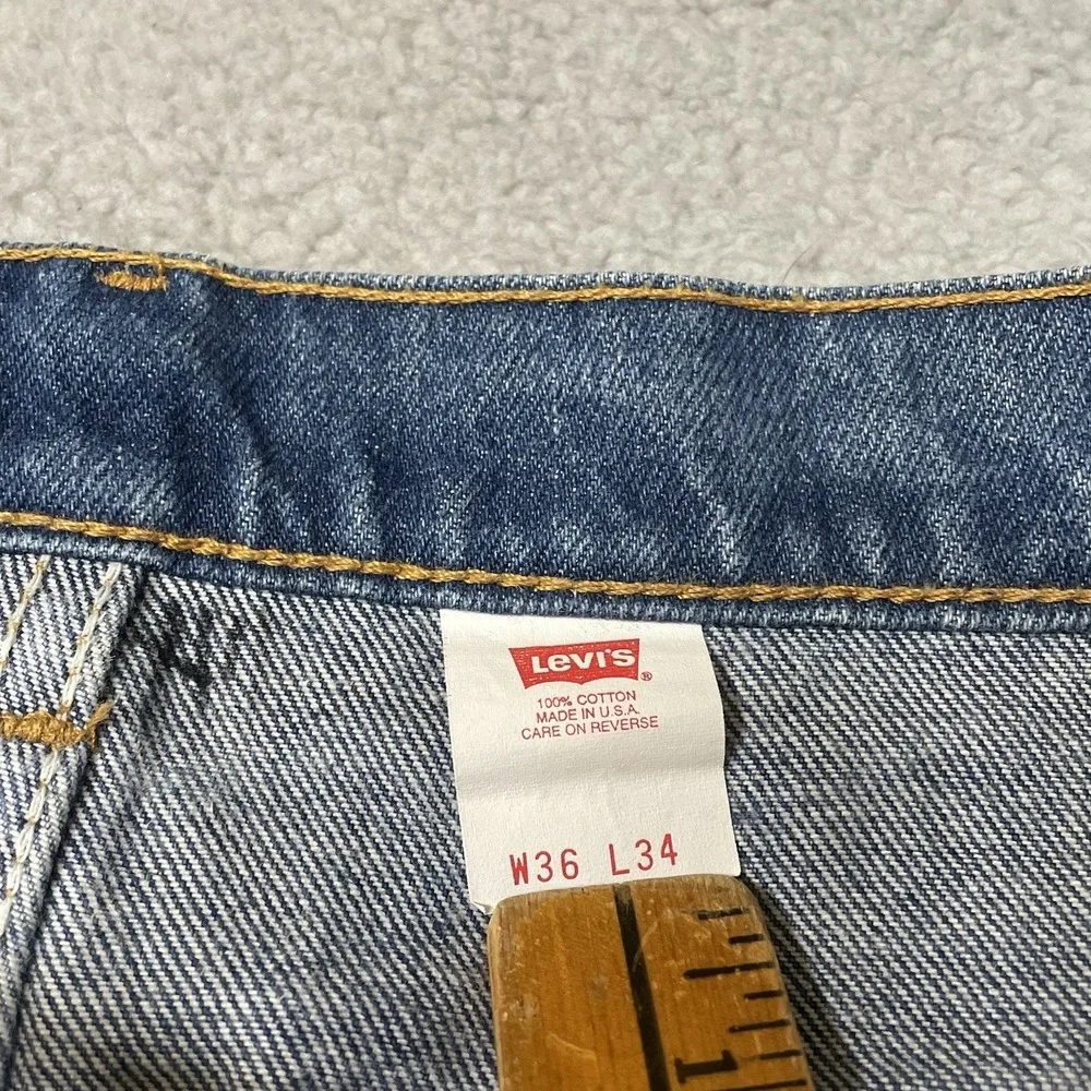 Vintage 90s Levis Jeans Mens 36x34 Blue Denim 517 Boot Cut Orange Tab Made M USA